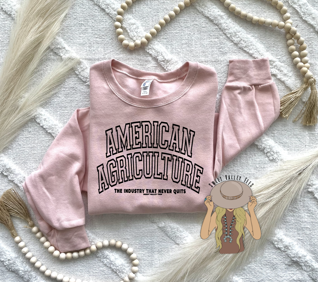 American Agriculture Crewneck - Blush Pink