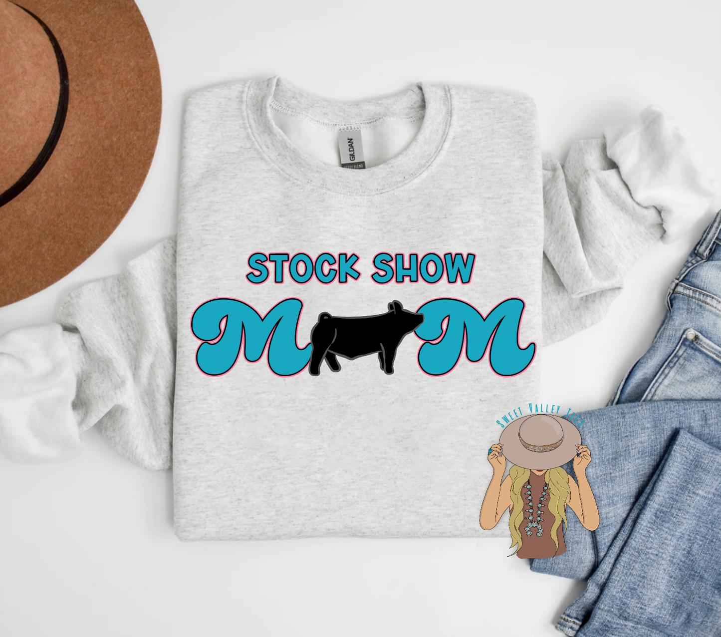 Show Mom Crewneck - Show Pig - Heather Ash