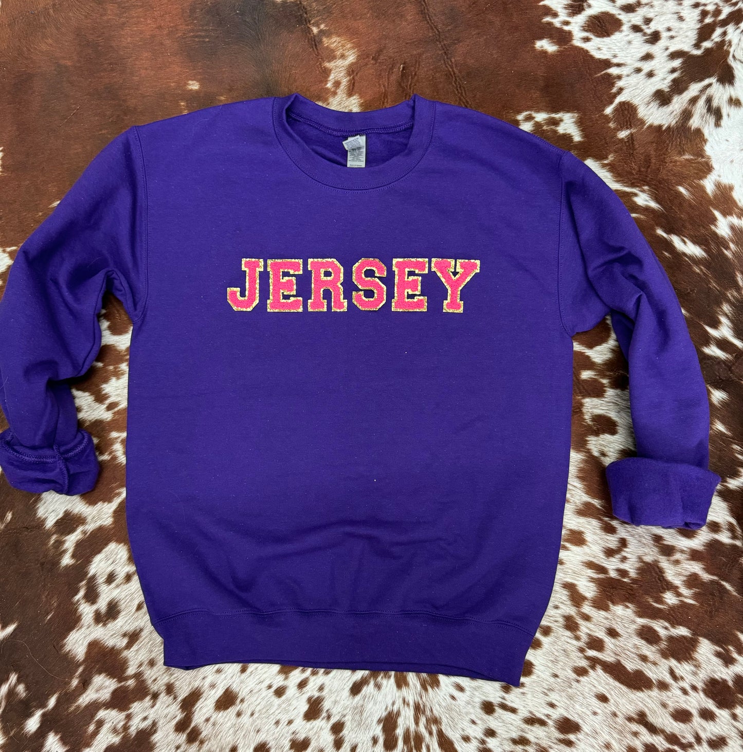 Chenille Letter JERSEY Crewneck - Multiple Colors Available!