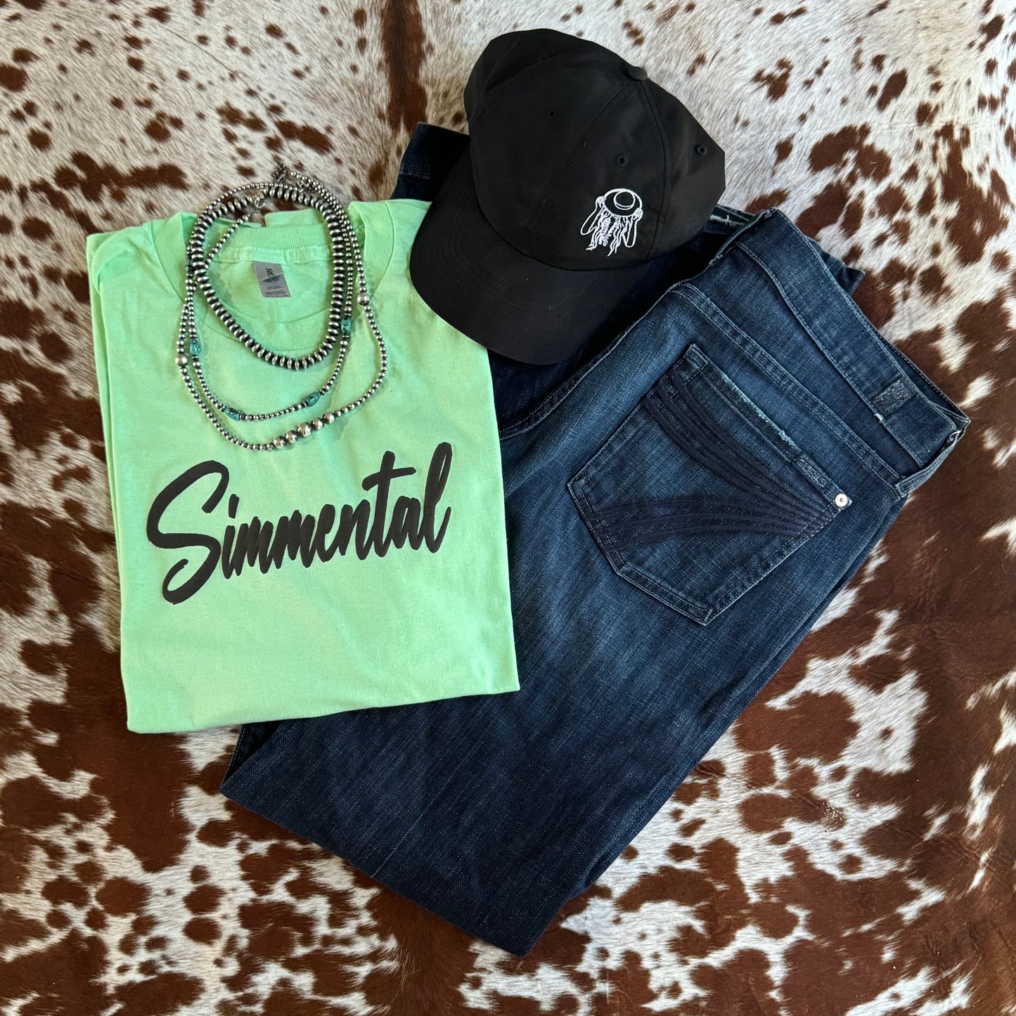 Black PUFF Simmental Tee - Mint Green