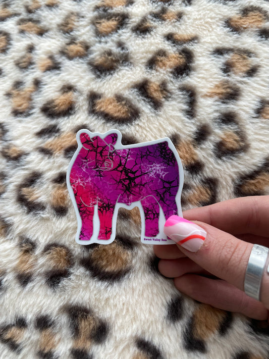 Pink Turquoise Steer Sticker