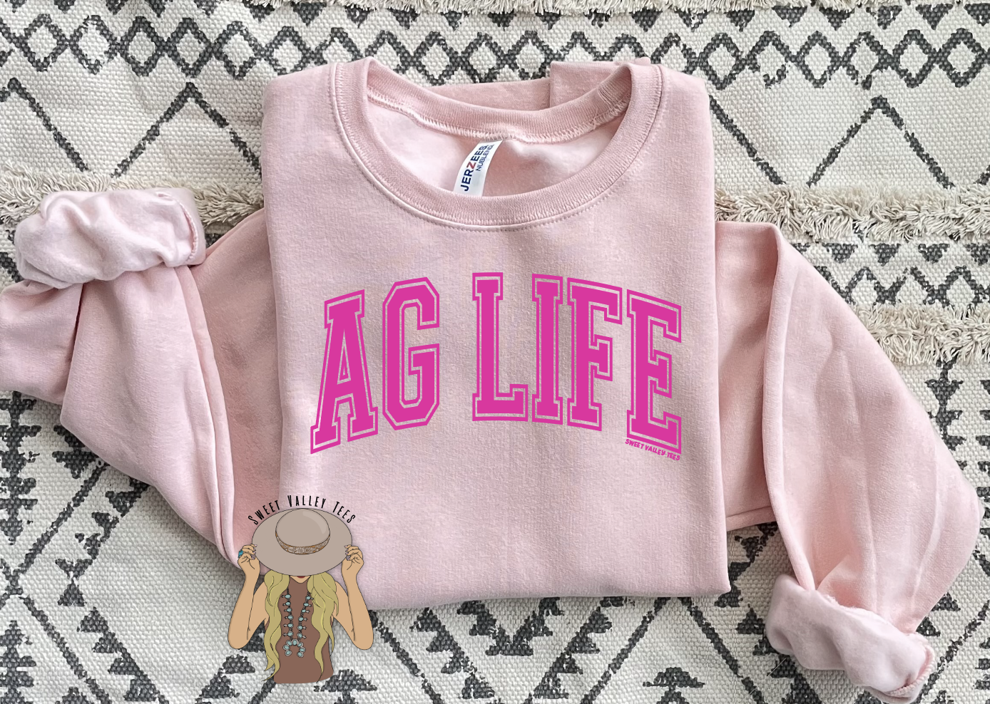 Pink AG LIFE Crewneck  - Blush Pink