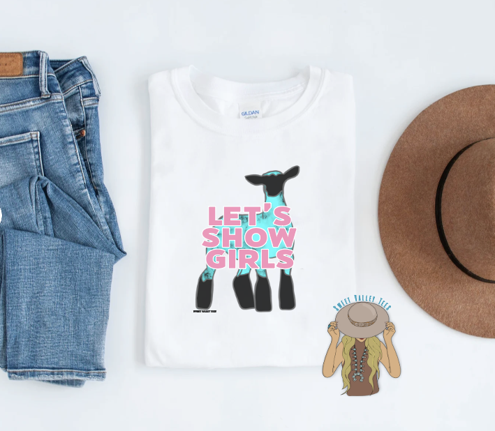 Let's Show Girls - Turquoise Lamb - White Tee