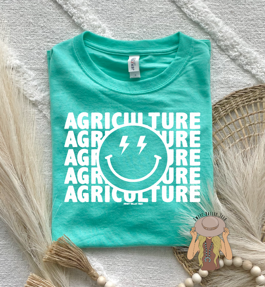 Smiley Face Agriculture Tee - Cool Mint