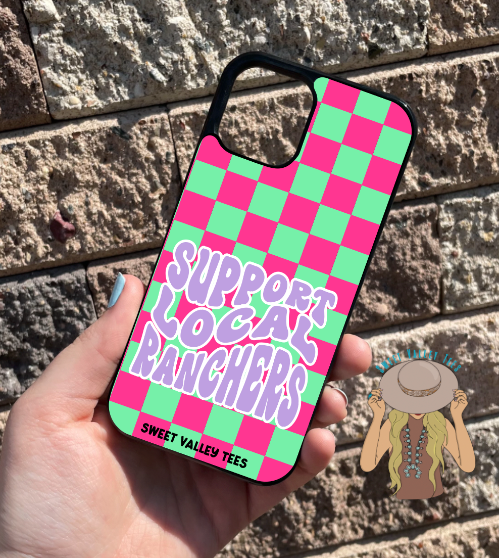 Checker Print Support Local Ranchers iPhone Case