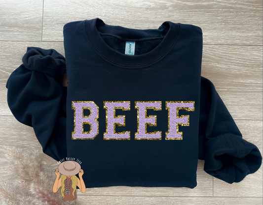 Chenille Letter BEEF Crewneck - Multiple Colors Available!