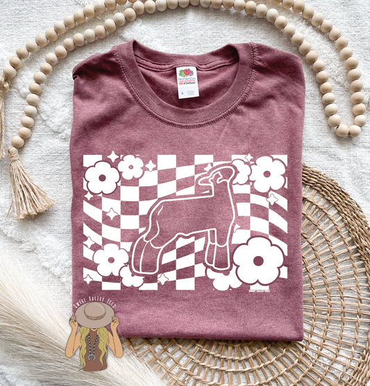 Floral Checker Heather Mauve Tee - Multiple Species Available!
