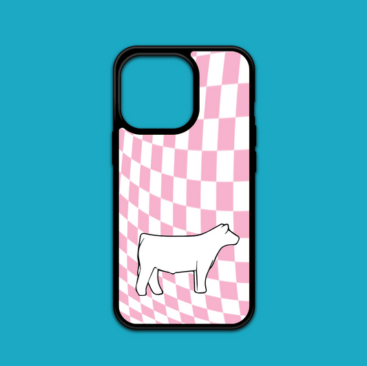 Groovy Pink Checker Steer iPhone Case