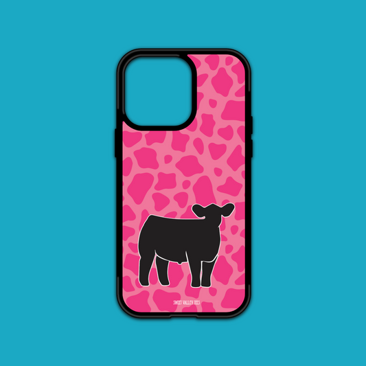 Pink Cow Print Steer iPhone Case