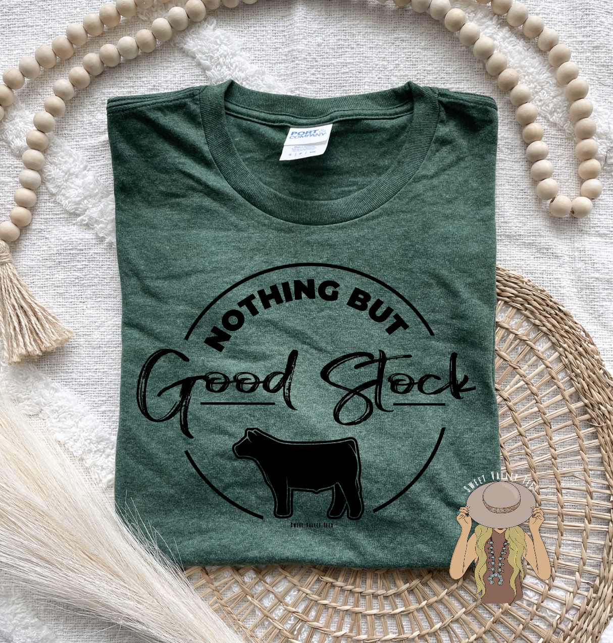 Nothing But Good Stock - Show Steer - Heather Forest Tee