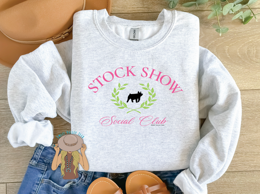 Show Pig Stock Show Social Club Crewneck - Ash Gray