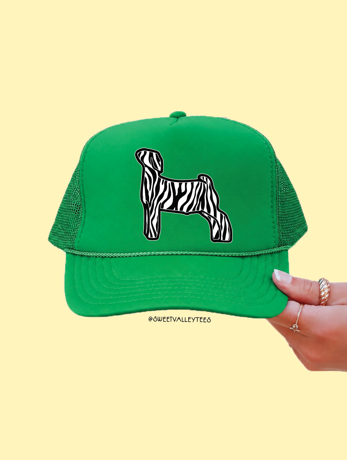 Zebra Print Trucker Hat - Green
