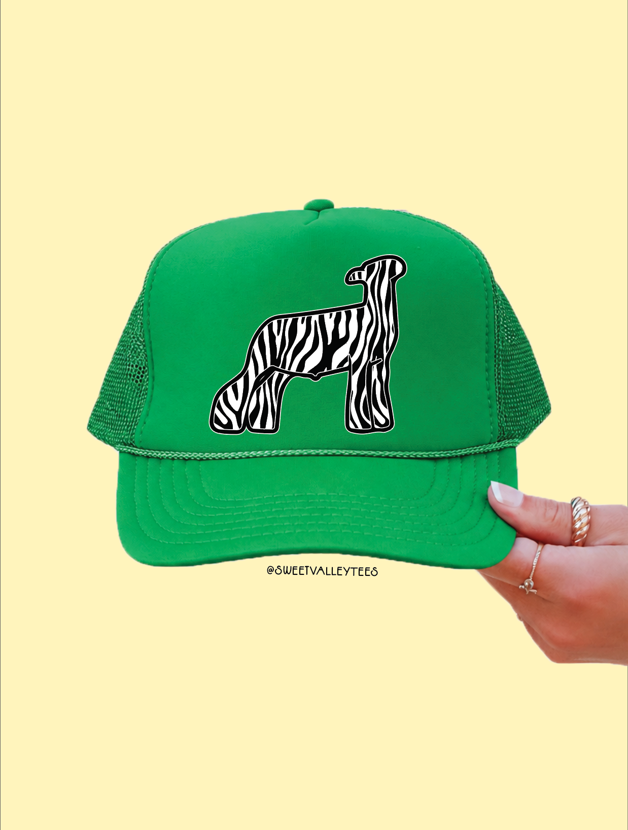 Zebra Print Trucker Hat - Green