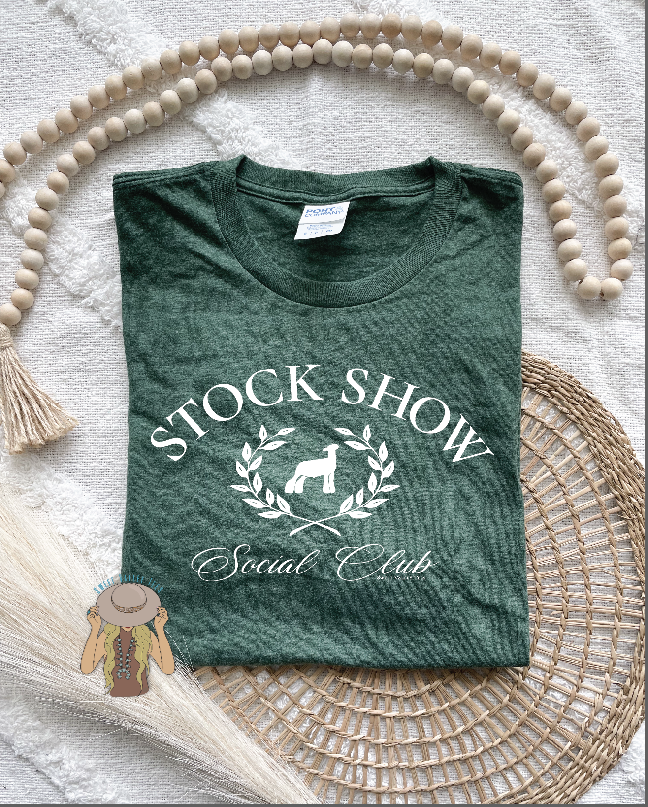 Stock Show Social Club Tee - Show Lamb - Heather Forest