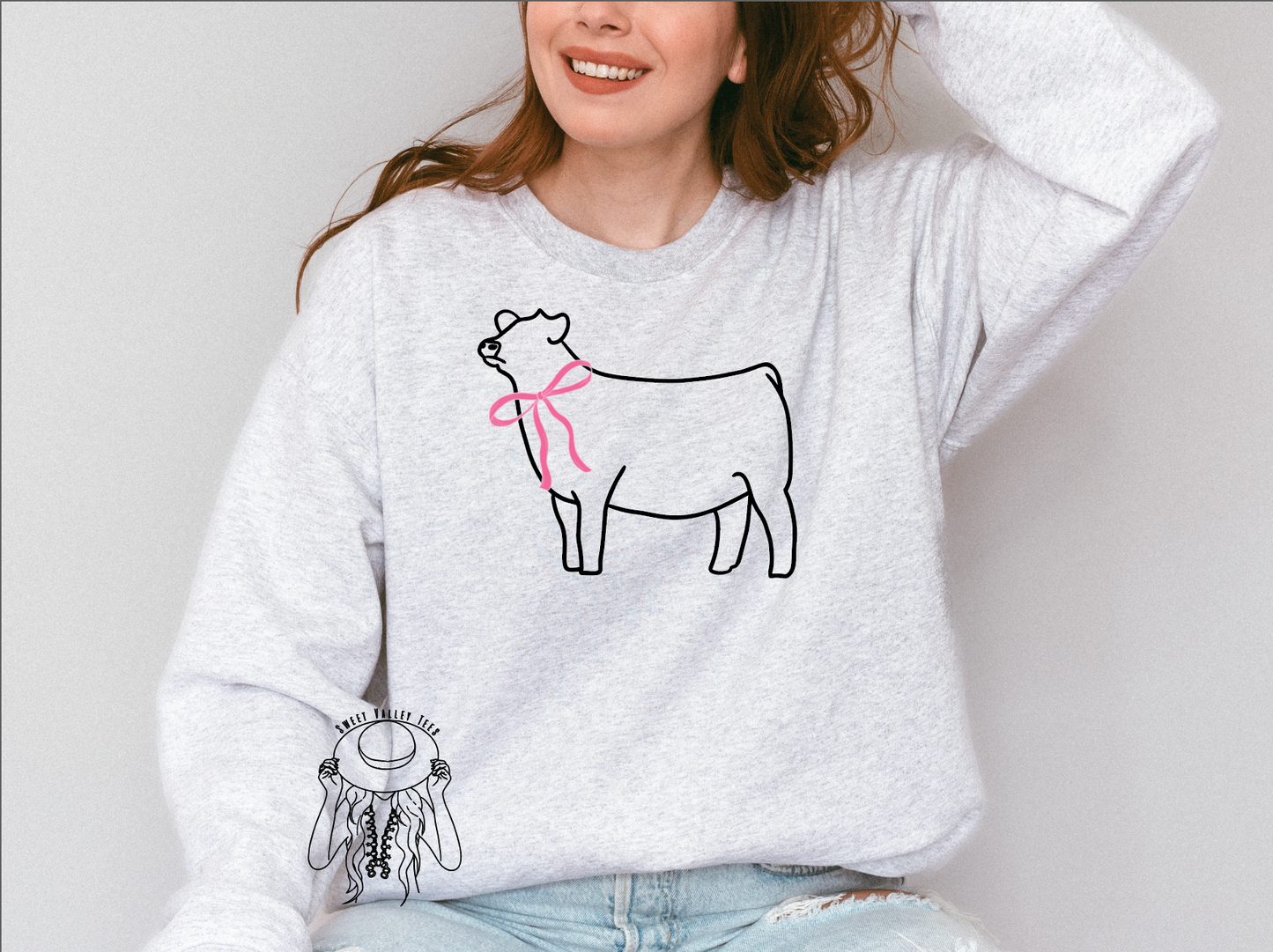 Show Steer Bow Crewneck - Ash Gray