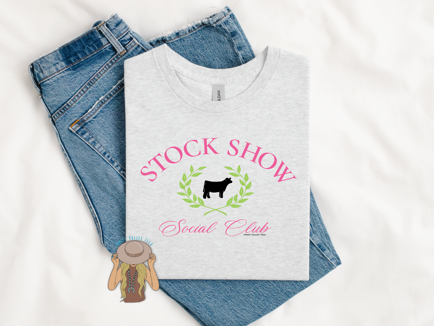 Stock Show Social Club Tee - Show Steer - Heather Ash