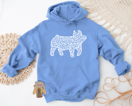 Leopard Pig - Hoodie - Carolina Blue