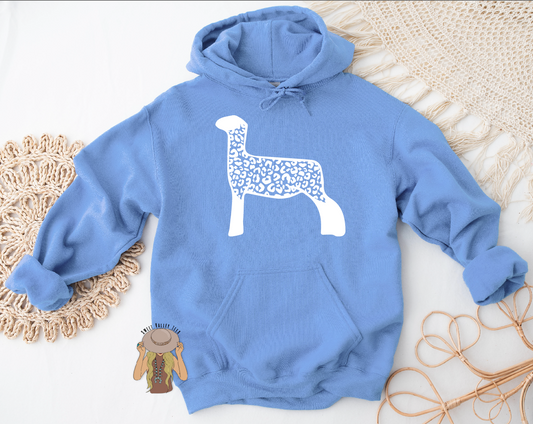 Leopard Lamb - Hoodie - Carolina Blue