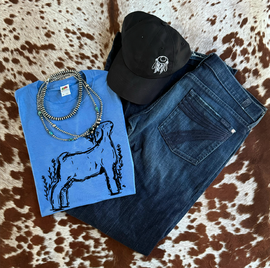 Sketch Goat - Tee - Light Blue
