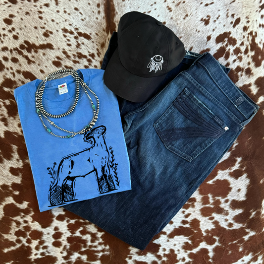 Sketch Lamb - Tee - Light Blue