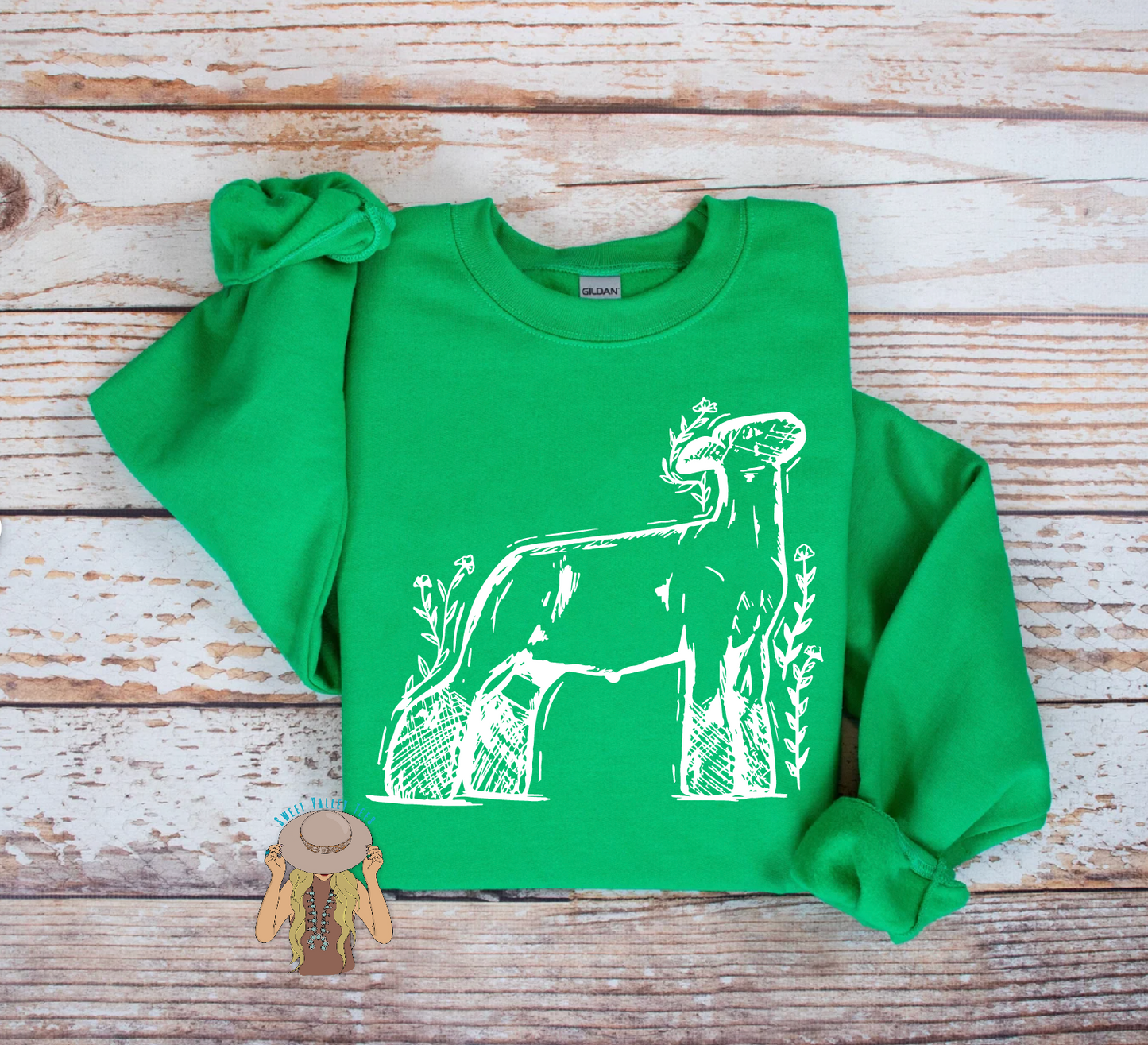 Sketch Lamb - Crewneck - Bright Green