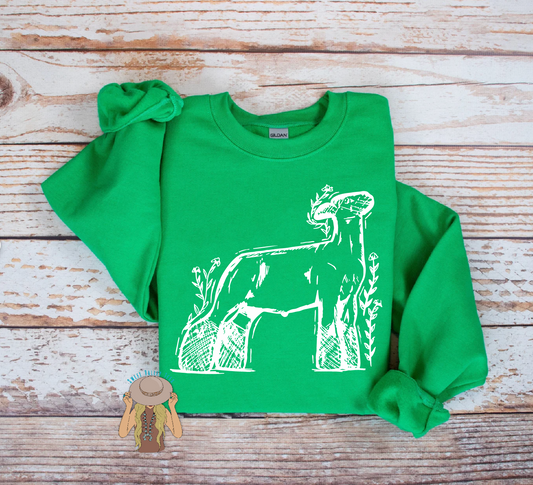 Sketch Lamb - Crewneck - Bright Green