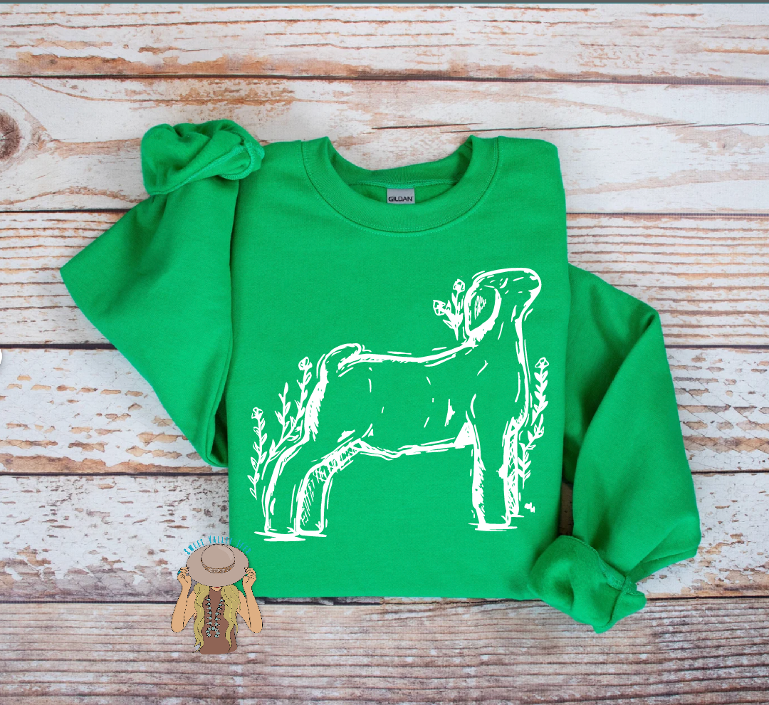 Sketch Goat - Crewneck - Bright Green