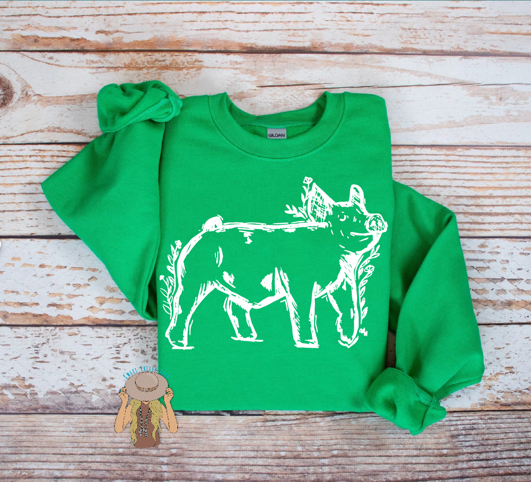 Sketch Pig - Crewneck - Bright Green