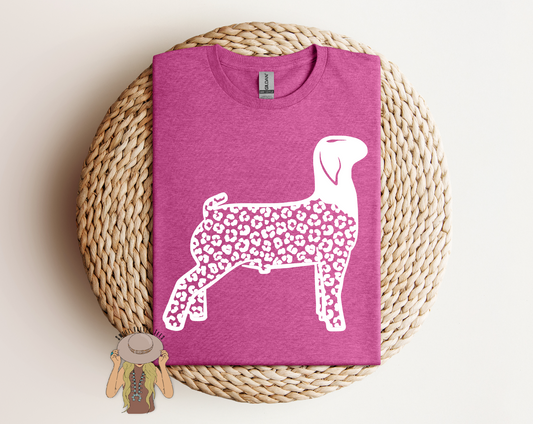 Leopard Goat Tee - Heather Raspberry