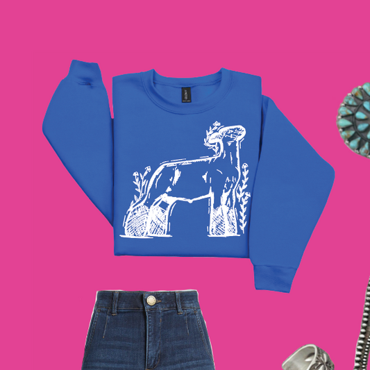 Sketch Lamb - Crewneck - Royal Blue