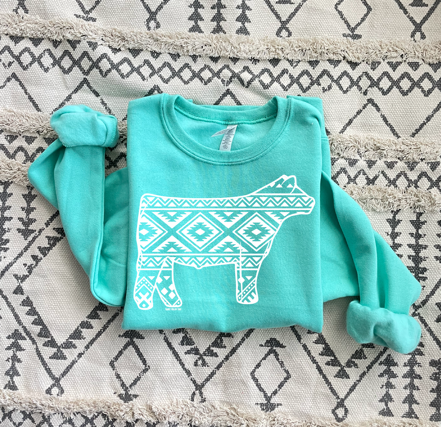 Aztec Steer - Crewneck - Cool Mint