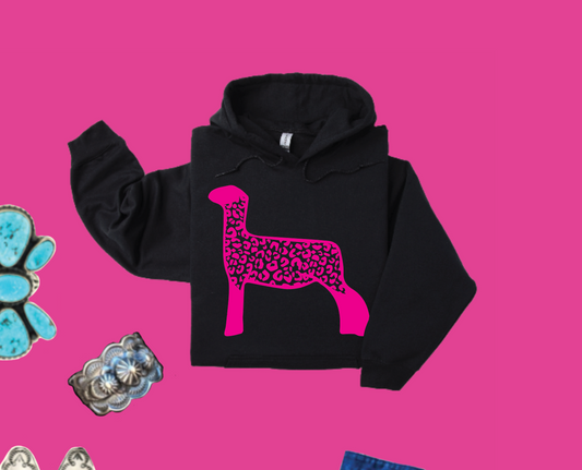 Pink Leopard Lamb - Hoodie - Black