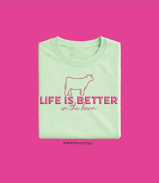 Life is Better in the Barn Tee - Mint - Pink Puff