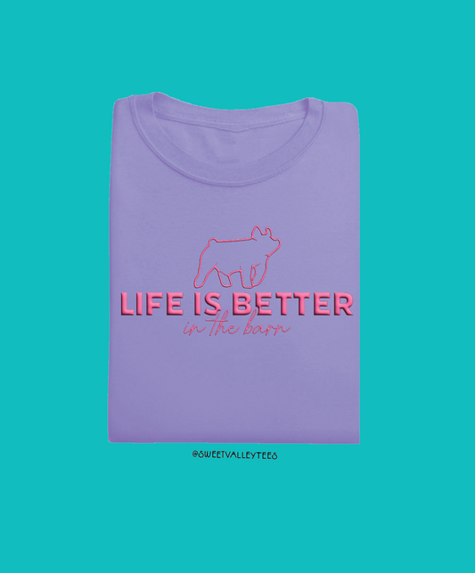 Life is Better in the Barn Tee - Violet - Pink Puff