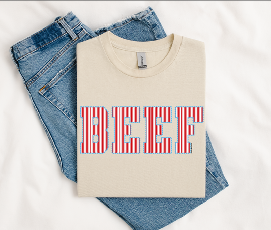 BEEF Stripe Tee - Cream