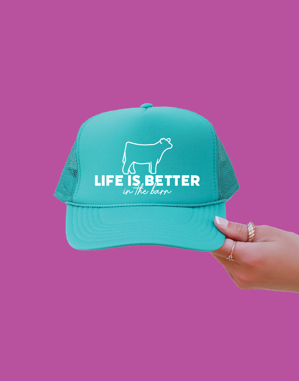 Life is Better in the Barn Trucker Hat - Turquoise