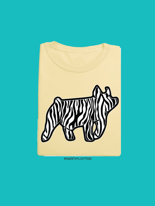 Zebra Print Tee - Butter Yellow