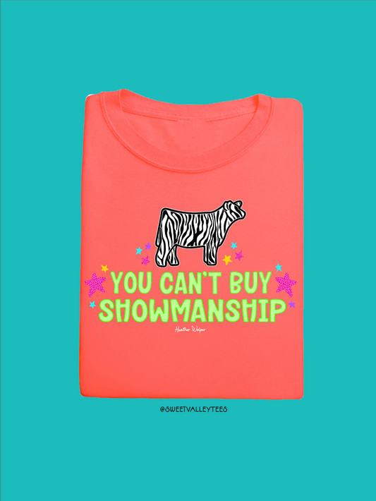You Can't Buy Showmanship - Zebra Print - Neon Cantaloupe