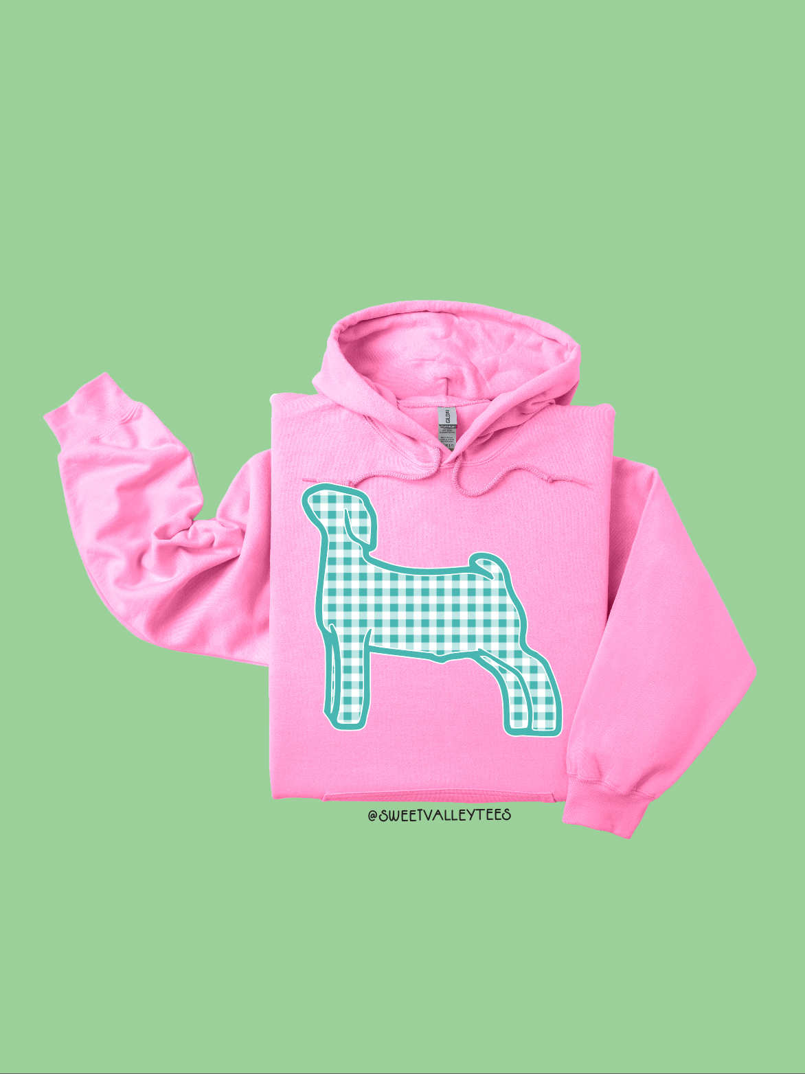 Gingham Print - Bubble Gum Pink Hoodie