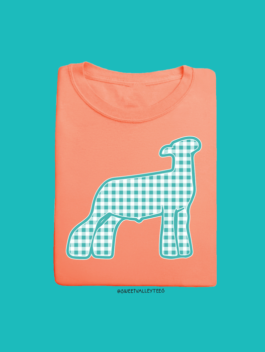 Gingham Print Tee - Cantaloupe