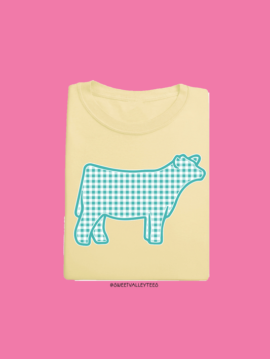 Gingham Print Tee - Butter Yellow