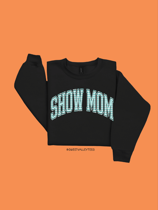 Gingham Print Show Mom - Crewneck - Black