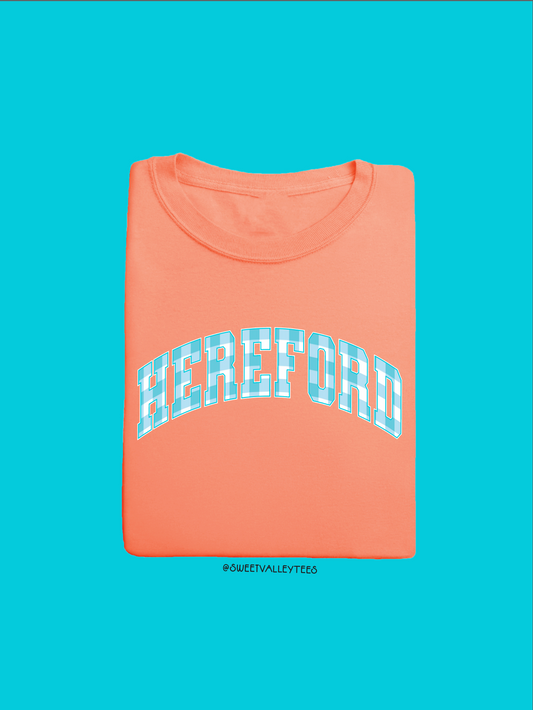Cattle Breed Gingham Print Tee - Cantaloupe