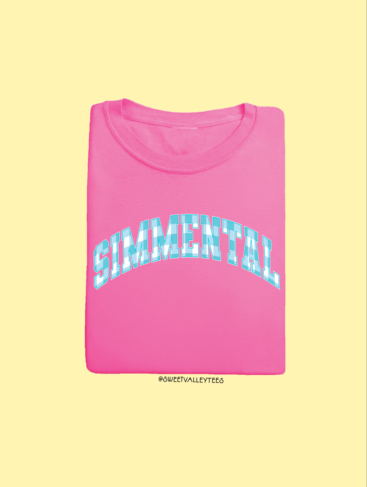 Cattle Breed Gingham Print Tee - Neon Pink