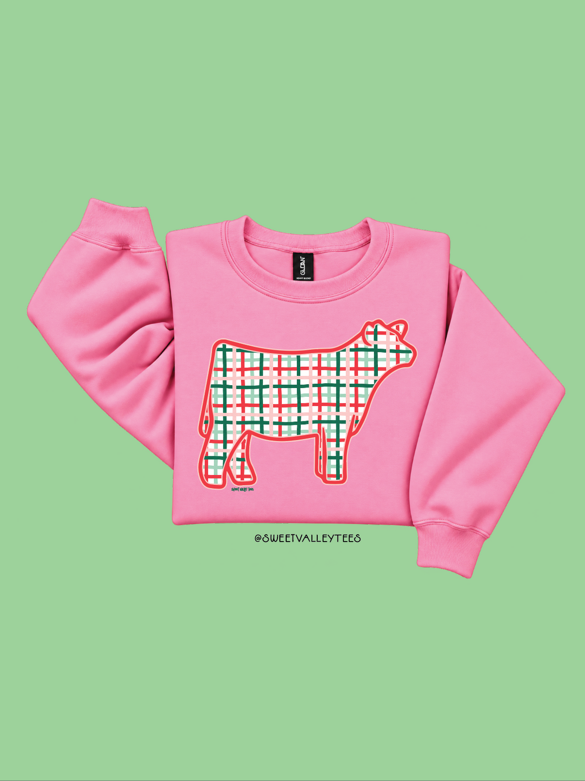 Christmas Plaid - Crewneck - Bubble Gum Pink