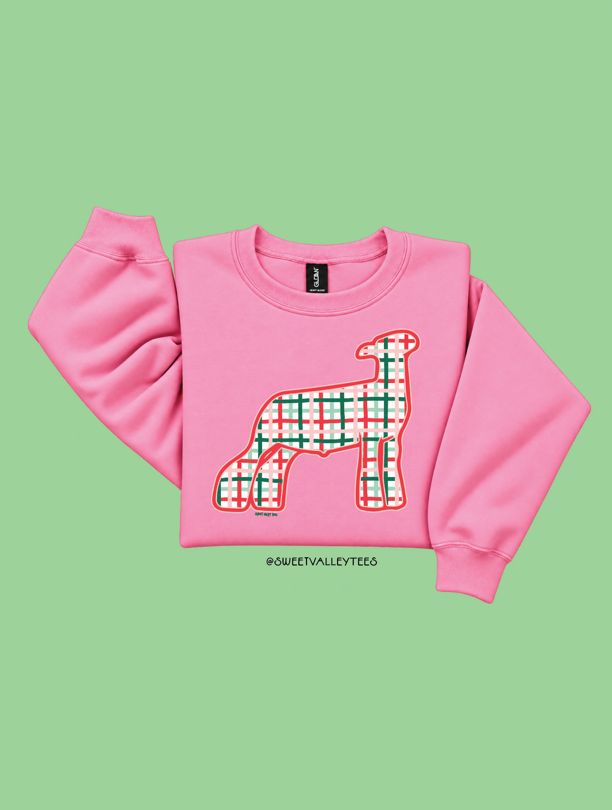 Christmas Plaid - Crewneck - Bubble Gum Pink