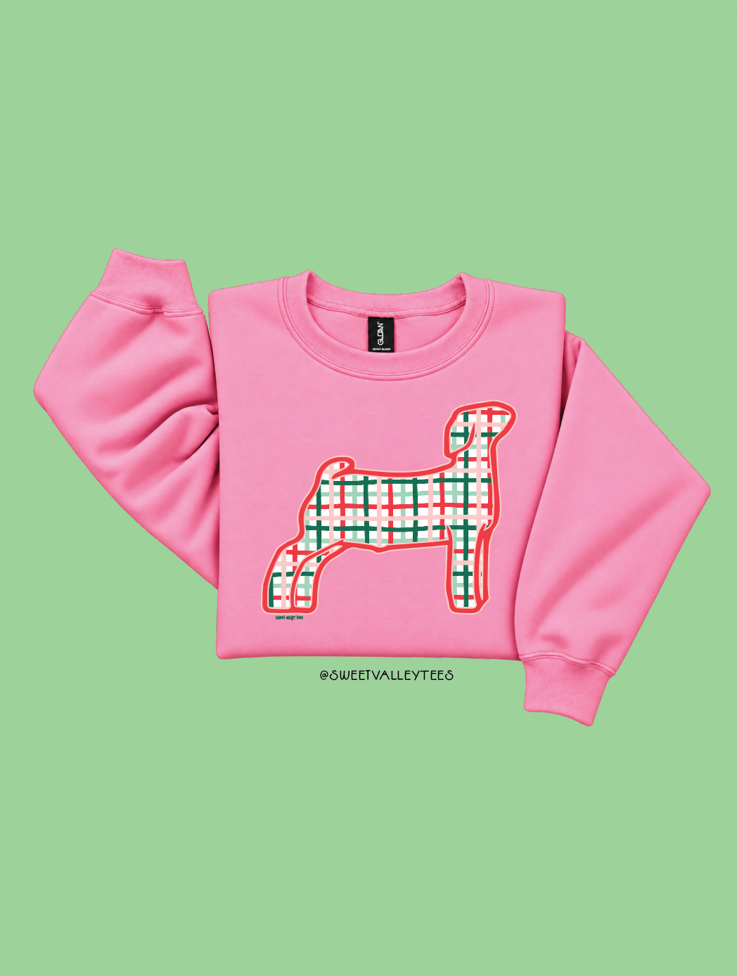 Christmas Plaid - Crewneck - Bubble Gum Pink