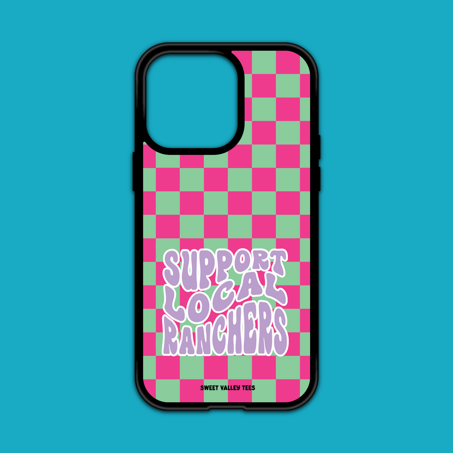 Checker Print Support Local Ranchers iPhone Case