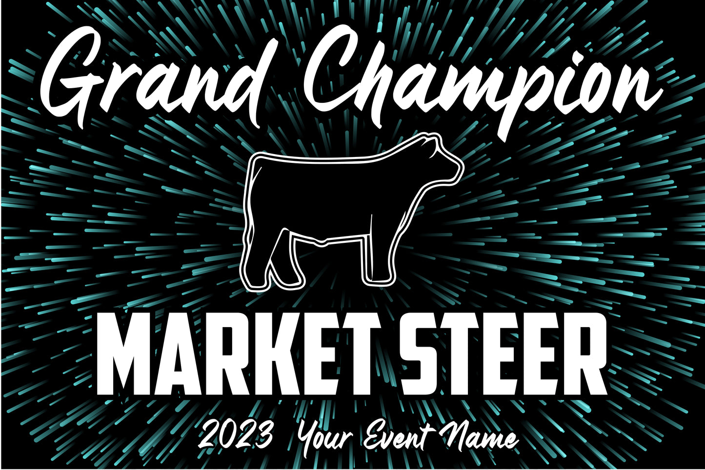 Grand + Reserve Champion Banner Set - Blue Ice Burst - Market Steer