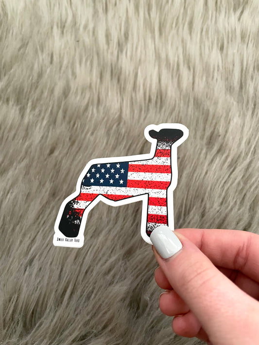 American Flag Lamb Sticker